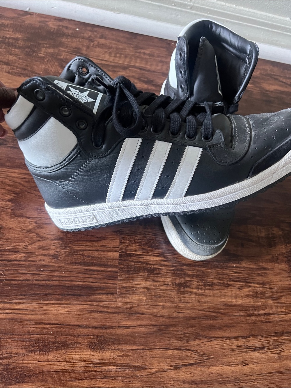adidas Black & White High-Top Sneakers with Three Stripes